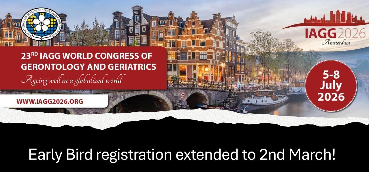 IAGG2026 in Amsterdam 5-8 July, early bird extended to 2nd March